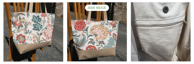 Sac cabas - Tissu coton - Taille S - Divers motifs