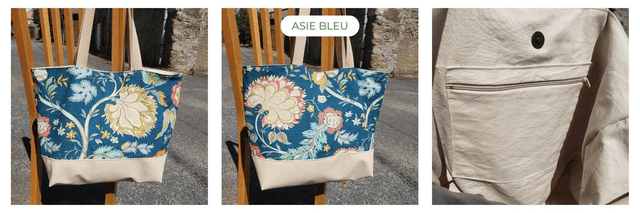 Sac cabas - Tissu coton - Taille S - Divers motifs